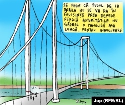 Deși spectaculos, podul peste Dunăra de la Brăila a devenit subiect de ironii, întrucât a fost finalizat de aproape un an, dar nu a putut fi inaugurat din cauza întărzierii de realizare a conexiunilor. Între Ministerul Transporturilor și antreprenor sunt pe rol mai multe procese.