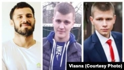 Фігуранты справы «рэйкавых партызанаў» Дзьмітры Клімаў, Уладзімер Аўрамцаў, Яўген Мінкевіч 