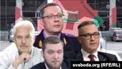 Андрэй Мукавозчык, Андрэй Швед, Рыгор Азаронак, Вадзім Гігін, сябры «камісіі па вяртаньні зьбеглых беларусаў». Каляж