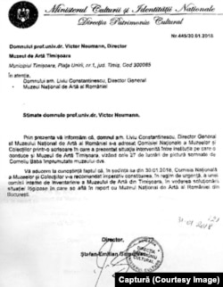 Intervenție oficială a Ministerului Culturii în scandalul Colecției Baba