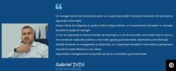 Autocaracterizare a directorului Gabriel Țuțu pe pagina de internet a companiei de stat