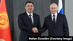 Садыр Жапаров и Владимир Путин в Самарканде, Узбекистан. 15 сентября 2022 г.