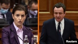 Kryeministrja e Serbisë, Ana Bërnabiq dhe kryeministri i Kosovës, Albin Kurti. 