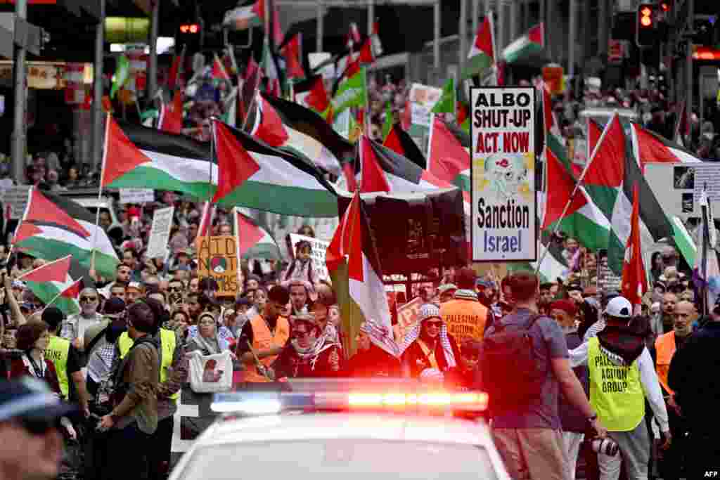 Demonstrata në Melburn, Australi, më 24 gusht 2025.