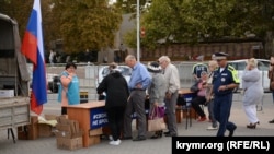 Крим - Митинг за поддршка на руските референдуми на окупираните територии во Украина, Севастопол, 23 септември 2022 година.