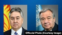 Кыргызстандын тышкы иштер министри Жээнбек Кулубаев менен Бириккен Улуттар Уюмунун баш катчысы Антониу Гутерриш.