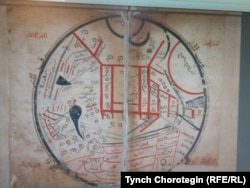 Махмуд Кашгари Барскани чийген арап тилиндеги дүйнө картасынын чордонунда Ысык-Көл жайгаштырылган. 1072-1077-жж.