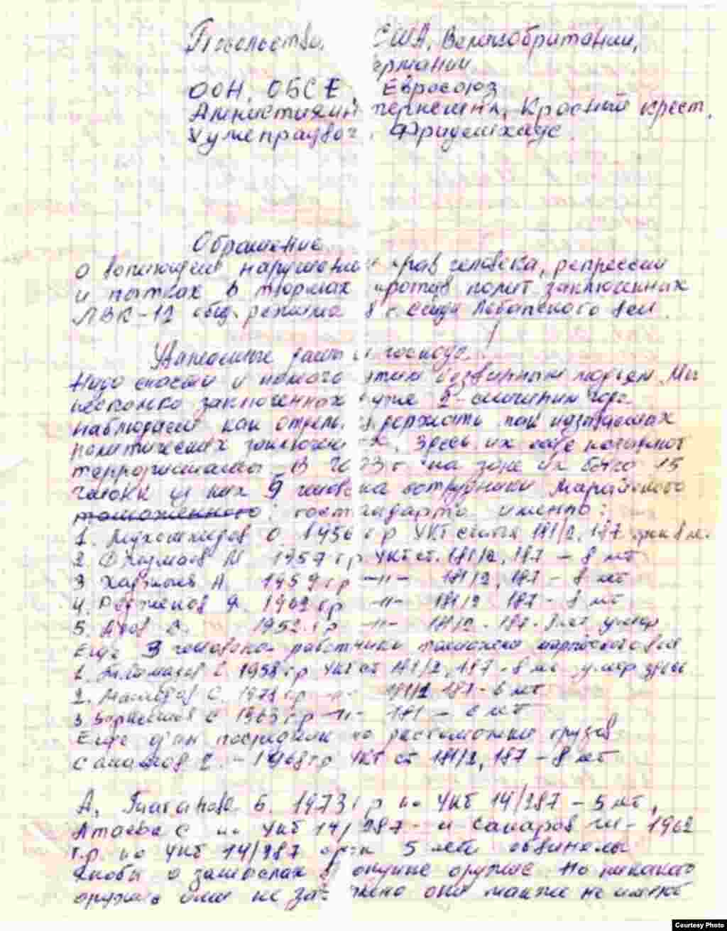 Обращение Акмухаммета Байханова в международные организации и посольства.