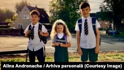 Prima zi de școală în Marea Britanie pentru Dumitru, Ioana și Andrei, 5 septembrie 2022.