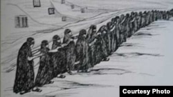 نقاشی منتشر شده در کتاب یادنگاره های زندان اثر سودابه اردوان زندانی سیاسی دهه ۶۰ 