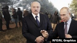 Владимир Путин менен Александр Лукашенко, коллаж.