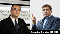 იუსტიციის მინისტრი რატი ბრეგაძე, პატიმრობაში მყოფი საქართველოს ყოფილი პრეზიდენტი მიხეილ სააკაშვილი. 