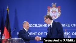 Србија, Белград, Средба на германскиот канцелар Олаф Шолц со српскиот претседател Александар Вучиќ, Белград, 10 јуни 2022 година.