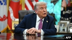 Дональд Трамп падчас прэсавай канфэрэнцыі 5 верасьня