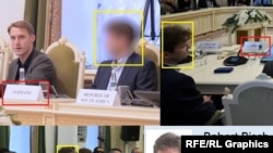 Un colaj de fotografii care par să-l înfățișeze pe Robert Risch, membru al adunării municipale din Hamburg, la o conferință de extremă dreapta din Sankt Petersburg, Rusia.