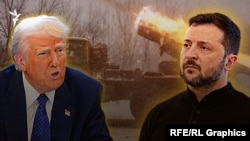 د اوکراین ولسمشر وولودیمیر زېلېنسکي (ښي لوري ته) او امریکايي ولسمشر ډانلډ ټرمپ - انځور له ارشیفه.