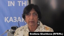 БҰҰ бас хатшысының орынбасары, адам құқықтары жөніндегі бас комиссары Нави Пиллэй, Астана, 12 шілде 2012 жыл.                    