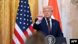 აშშ-ს პრეზიდენტი დონალდ ტრამპი პრესკონფერენციაზე ინდოეთის პრემირმინისტრ მარენდა მოდისთან ერთად. ვაშინგტონი, 13 თებერვალი, 2025 წელი