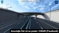 Vizualizarea viitoarei autostrăzi românești A8, care va face legătura cu R. Moldova. 