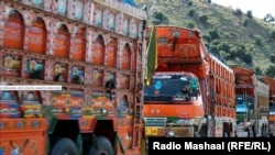 FILE: Trucks at the Gulam Khan border crossing between Afghanistan and Pakistan.
