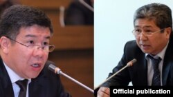 Министр юстиции Алмамбет Шыкмаматов и руководитель аппарата президента Данияр Нарымбаев.
