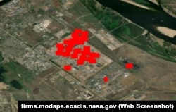 Тепловые сигнатуры на предприятии «Лукойл–Волгограднефтепереработка» со спутников NASA