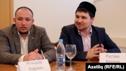 Режиссер Илдар Кәрим (с) һәм Татарстан мөфтиенең беренче урынбасары Рөстәм Батров (у)