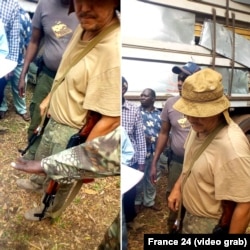 Жандатбек Тырготов с двумя автоматами.