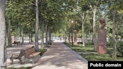 Imagine din proiectul de renovare al Grădinii Publice „Ștefan cel Mare și Sfânt” din Chișinău, propus spre consultări publice. 