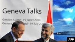 The EU's Javier Solana (left) with Iran's top nuclear negotiator, Said Jalili, last month in Geneva