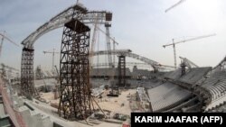 Migrant workers make up a majority of the work force building venues for the World Cup in Doha, such as the Al-Wakrah Stadium, which was completed in 2019.