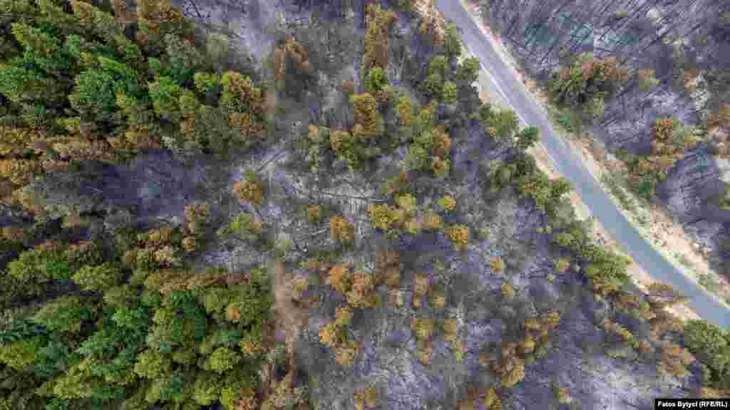 Mali i djegur në të dy pjesët e rrugës që kalon mes fshatit Shtupeq.&nbsp;