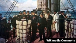 Адмирал Того на броненосце «Микаса». Японская картина (1906)