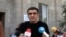 Armenia - Goris Mayor Arush Arushanian speaks to journalists outside a court in Goris, September 3, 2024.