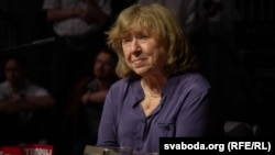 Сьвятлана Алексіевіч на сустрэчы ў Варшаве, 16 чэрвеня 2025