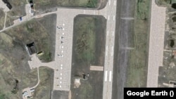 A 2022 Google Earth satellite image shows the Rogachevo air base on the Russian archipelago of Novaya Zemlya, not far from the Pankovo missile test site. 