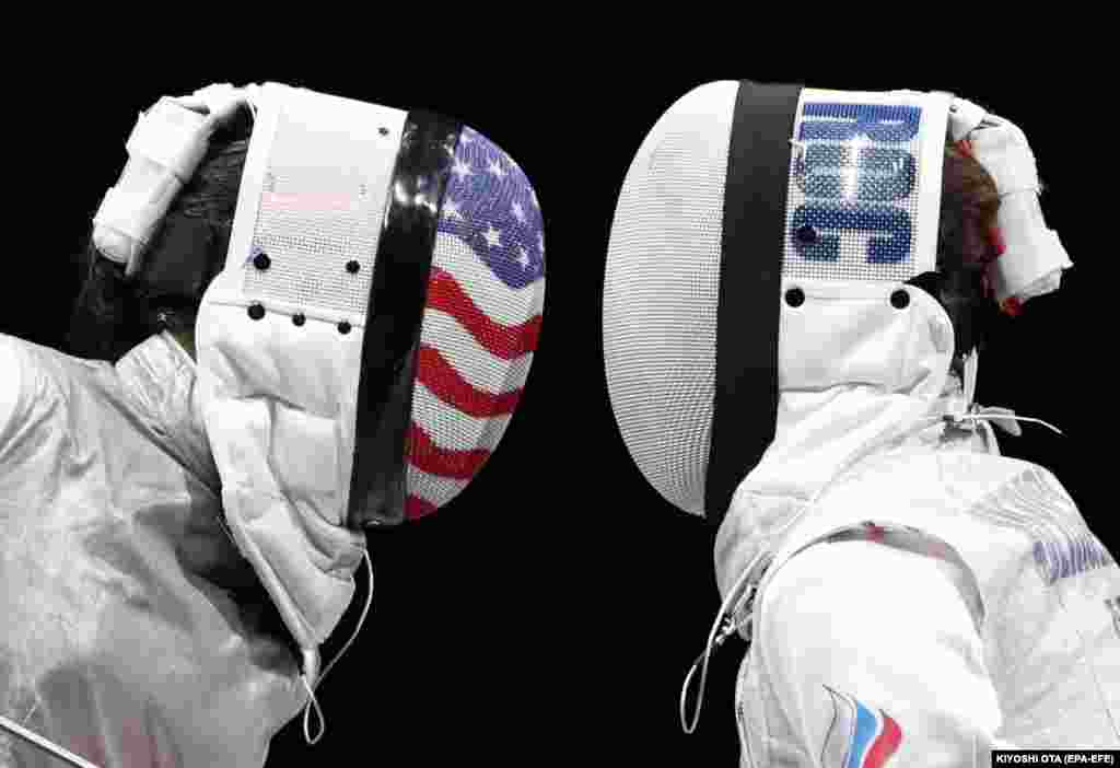 Америкалык Ли Кифер менен орусиялык Инна Дериглазованын фехтованиеден Олимп оюндарынын алтын медалы үчүн күрөшүп жаткан учуру. Бул беттеште&nbsp;Ли Кифер жеңип,&nbsp; олимпиада чемпиону болду.&nbsp;