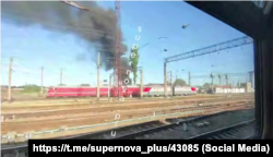 Последствия удара по железнодорожному составу с ГСМ на станции Джанкой, 26 августа 2025 года