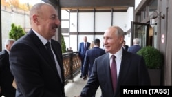Presidenti i Azerbajxhanit, Ilham Aliyev, dhe presidenti i Rusisë, Vladimir Putin.