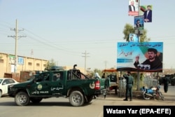 Election campaign poster of Saleh Mohammad Achakzai, a candidate for the upcoming parliamentary elections who was killed in a suicide attack on October 9 in Helmand