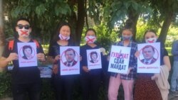 "Reакция 3.0" деп аталган нааразылык акциясынын катышуучулары. Бишкек. 29-июнь, 2020-жыл.