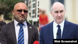 პროკურორი ირაკლი მარშანია (მარცხნივ) და თავდაცვის ყოფილი მინისტრი ჯუანშერ ბურჭულაძე. მარცხენა ფოტო: IPN