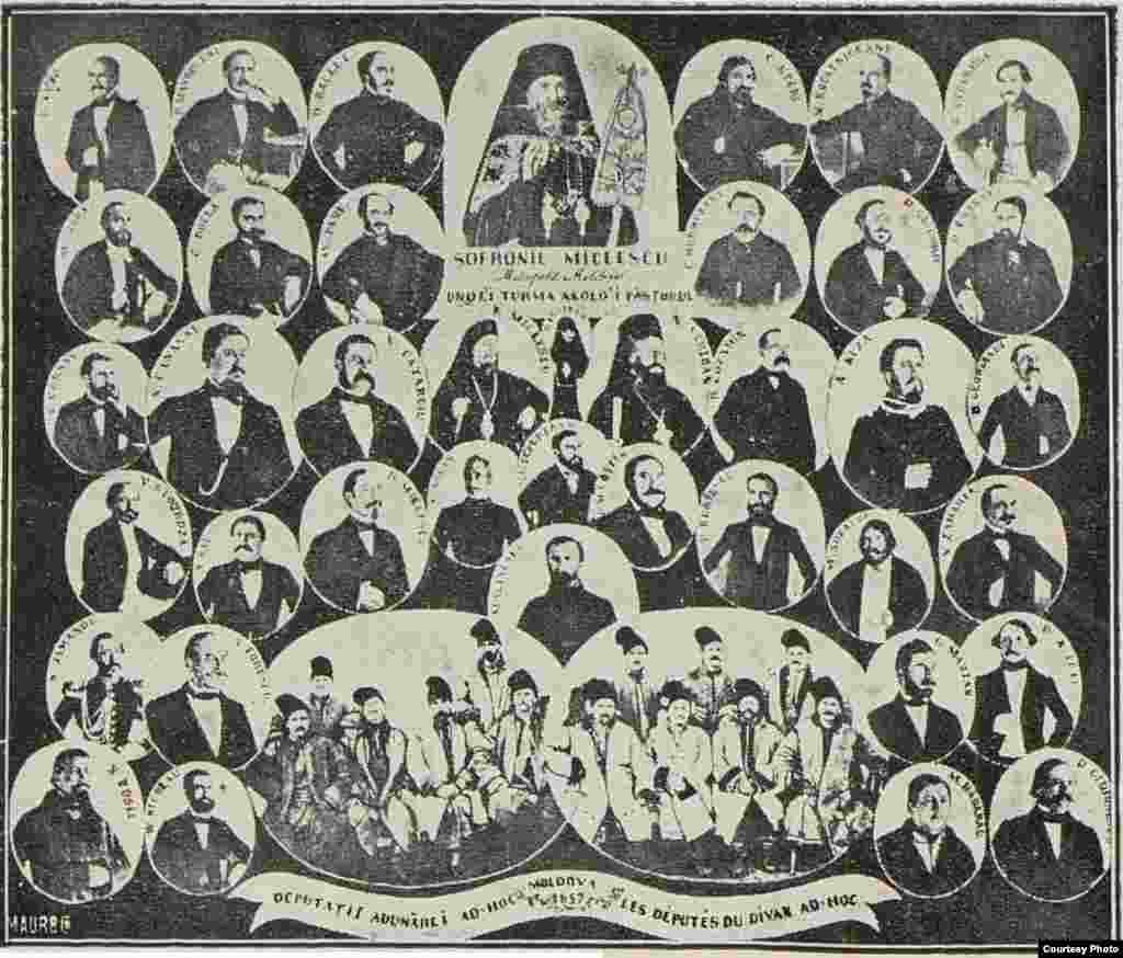 Imaginea Divanului Ad-Hoc de la Iași. Lucrările sale s-au desfășurat pe parcursul anului 1858 și au însemnat participarea tuturor categoriilor sociale.&nbsp;