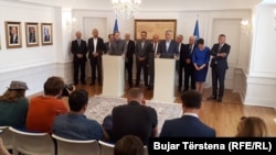 Presidenti i Kosovës, Hashim Thaçi, në konferencë për media me liderët e Luginës së Preshevës