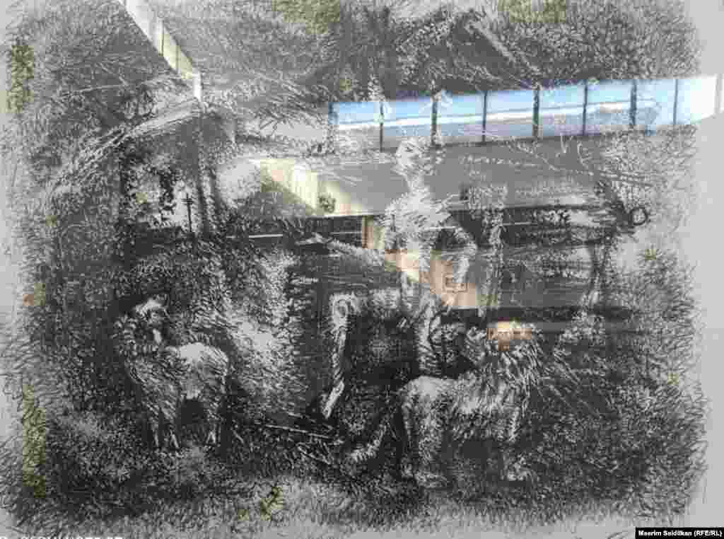 Р.Р. Маглиевдин "Чөмүлүү" аттуу эмгеги, түстүү автолитография, 2006-жыл.&nbsp;