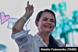 Belarusian opposition leader Svyatlana Tsikhanouskaya (file photo)