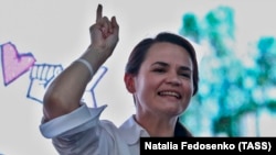 Светлана Тихановская былтыр президенттик шайлоо өнөктүгү маалында, июль 2020-жыл