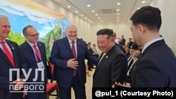 Аляксандар Лукашэнка і лідэр КНДР Кім Чэн Ын, 3 верасьня 2025 году