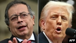 ფოტოკოლაჟი. კოლუმბიის პრეზიდენტი გუსტავო პეტრო(მარცხნივ) და აშშ-ის პრეზიდენტი დონალდ ტრამპი