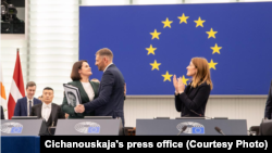 Сяргей і Сьвятлана Ціханоўскія ў Эўрапарлямэнце. Страсбург, 22 кастрычніка 2025